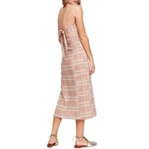 Free People Life Like This Strapless Checked Midi Dress NWT Large